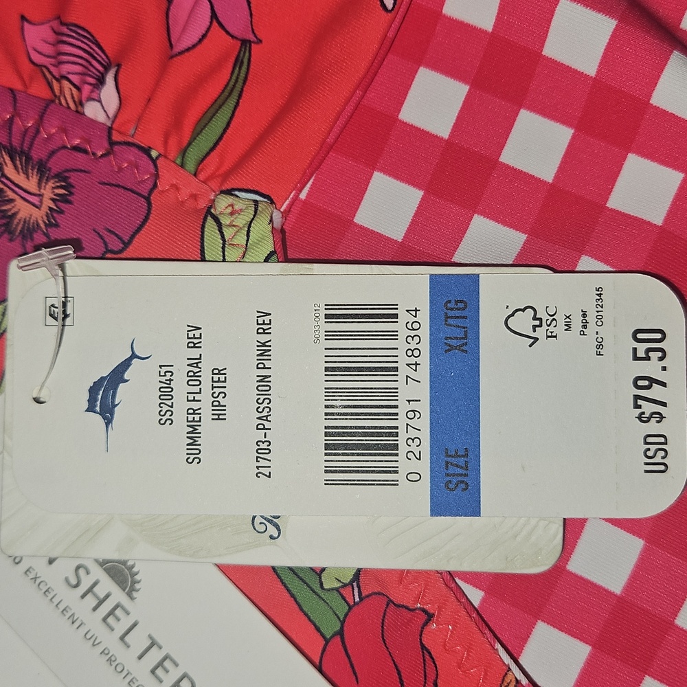 NWT Tommy Bahama Women's Reversible Hipster Swim Bottoms: Passion Pink: XL - Picture 7 of 13